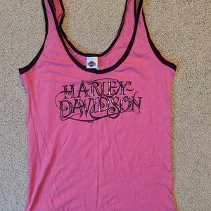 Harley Davidson pink and black tank top